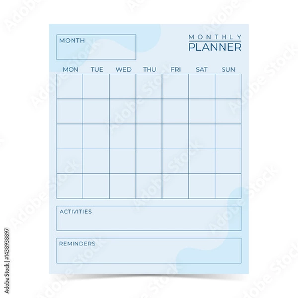 Obraz Modern and simple template for monthly planner with soft pastel color of digital planner 7