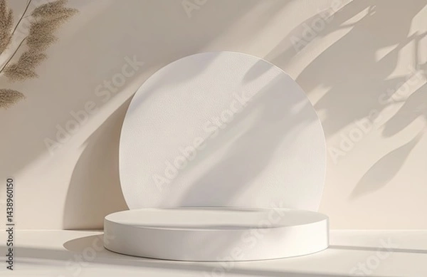 Fototapeta A minimalist interior scene featuring elegant curved structures against a soft. warm background. creating a serene atmosphere ideal for artistic presentations or photography