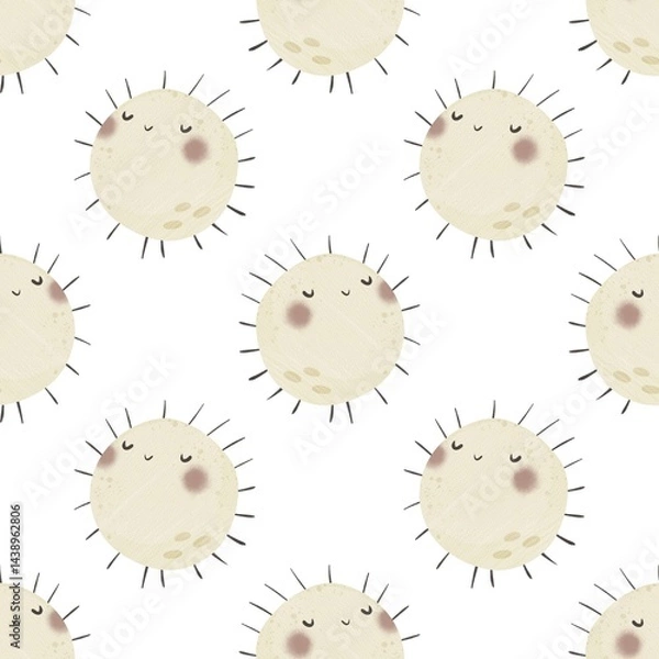 Obraz seamless pattern with cartoon sun. Colorful illustartion flat style for kids. Space. hand drawing. baby design for fabric, print, wrapper, textile