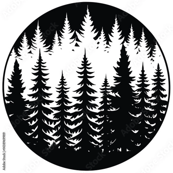 Fototapeta Trees & Forest Elements Vector Silhouette