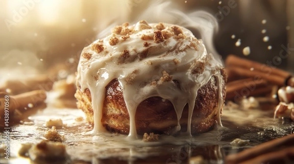 Obraz Warm cinnamon roll closeup