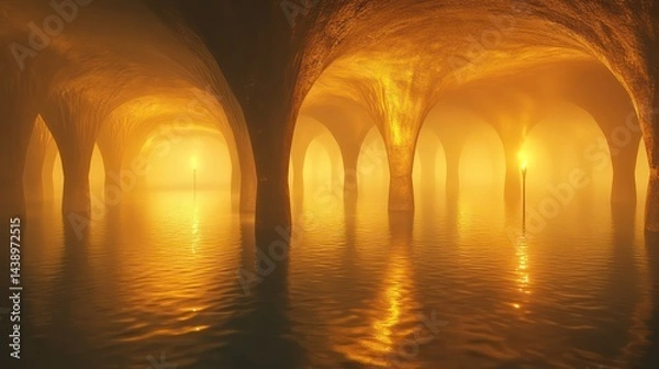 Obraz Golden abstract tunnel background