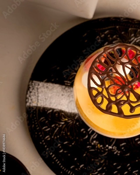 Fototapeta Creative cocktail presentation elegant restaurant food photography stylish atmosphere top view artful dessert concept