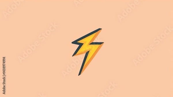 Fototapeta A stylized lightning bolt symbol on a soft peach background, representing energy and power.