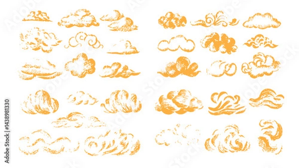 Fototapeta Sketchy Weather Elements Featuring Clouds