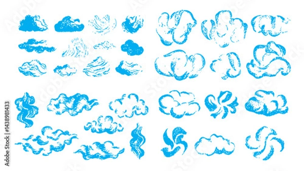Fototapeta Hand Drawn Cloud Set in Sketch Style