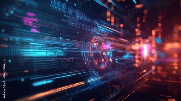 Fototapeta Abstract Digital Data Stream: Futuristic Technology Background