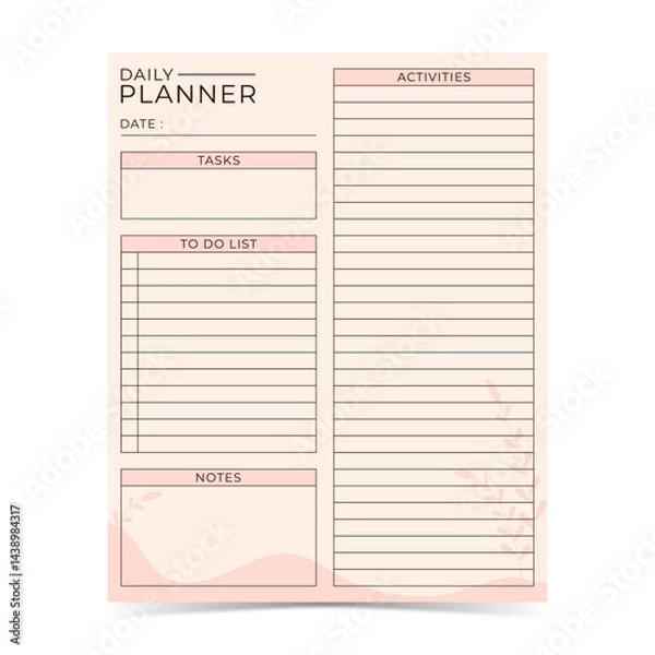 Obraz Modern and simple template for daily planner with soft pastel color of digital planner 9