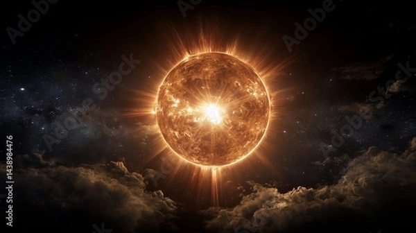 Fototapeta Glowing Sun in Space with Bright Halo
