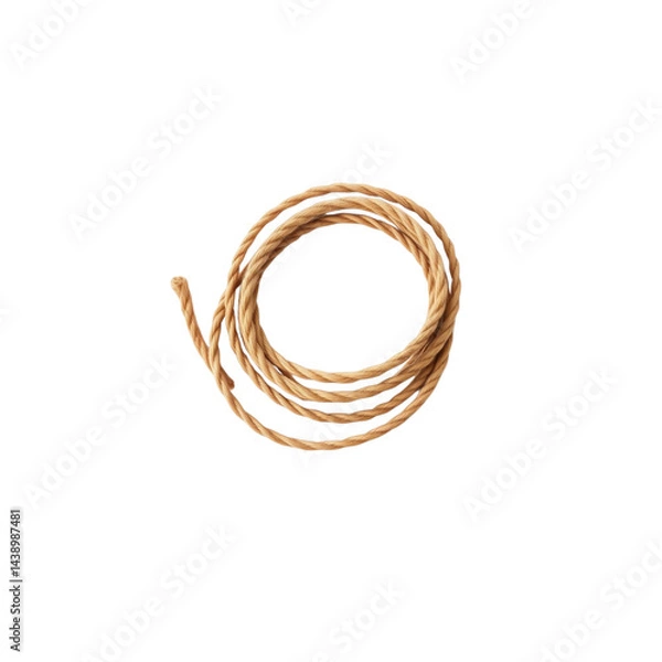 Fototapeta coiled brown rope is neatly arranged in circular shape, showcasing its twisted texture and natural fiber material. rope appears sturdy and versatile, suitable for various uses