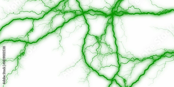 Fototapeta  abstract light green lighting natural thunder realistic magic overlay bright glowing effect on white. Glowing wavy lines template Color lightning concept in the dark energy magic abstract background