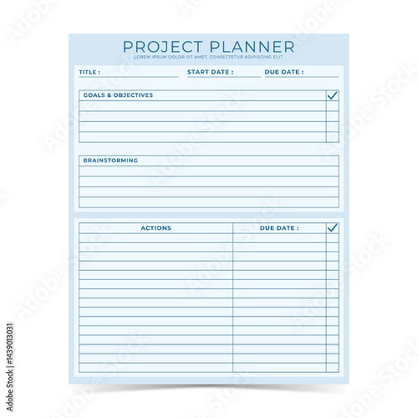 Obraz Modern and simple template for project planner with soft pastel color of digital planner 10