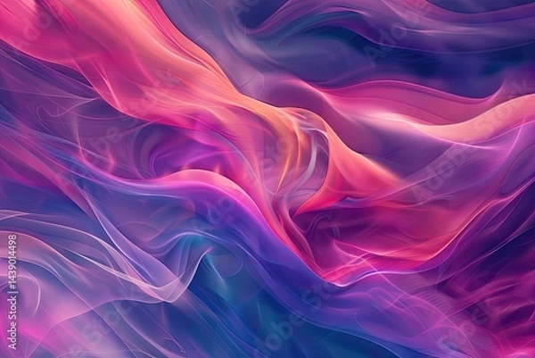 Fototapeta abstract colorful smoke on a dark background ,Vibrant Abstract Smoke Waves Background in Orange, Pink, and Blue Hues for Design and Wallpaper