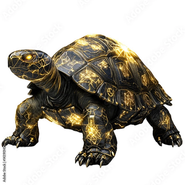 Fototapeta Mythical armored turtle isolated on transparent background