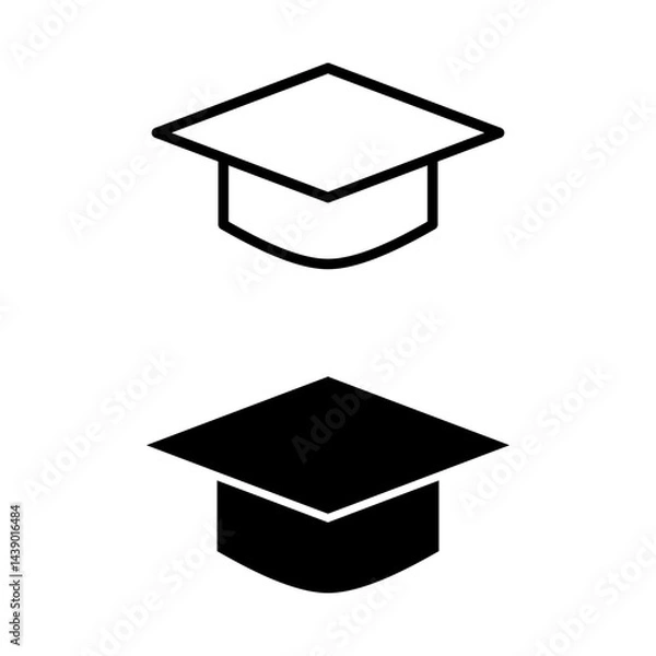 Obraz Academic Achievement Icon: A minimalist black and white graphic showcases the essence of academic achievement, symbolizing education, graduation, and intellectual pursuit.
