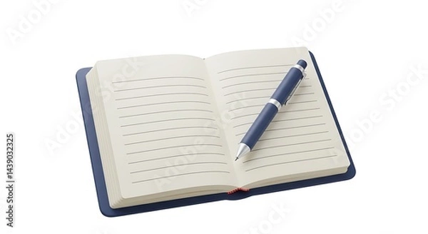 Fototapeta Open Notebook with Pen: A Minimalist Still Life