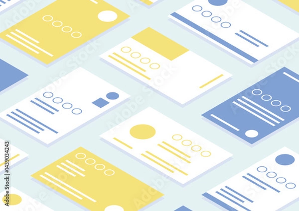 Fototapeta たくさんの名刺が並んだイラスト2