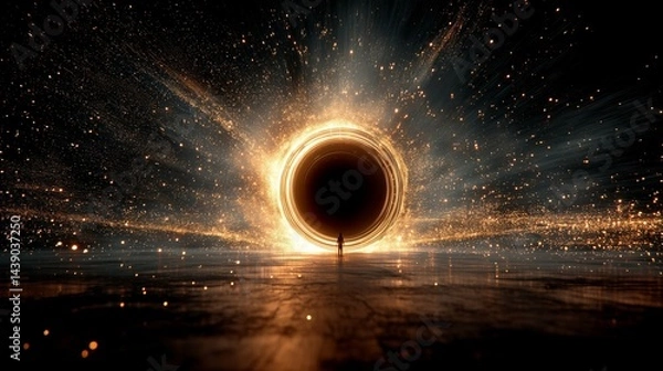 Fototapeta Mysterious Black Hole with Illuminated Cosmic Glow