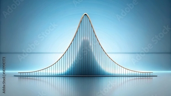 Obraz A smooth and continuous curve representing a probability distribution, with a symmetrical bell shape, used in data analysis and statistics, Mathematical Model, Symmetry