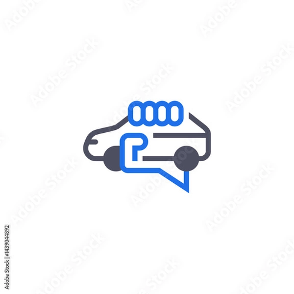Fototapeta automotive podcast logo design. Vector illustration fun automotive podcast with car and balloon talk element. modern logo design vector icon template