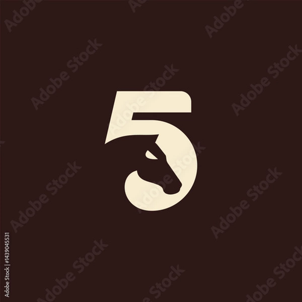 Fototapeta creative horse logo. Vector illustration horse logo design with number 5 shape. modern logo design vector icon template 