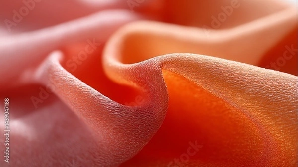 Fototapeta Close Up of Wavy Fabric with Peach and Orange Gradient Colors