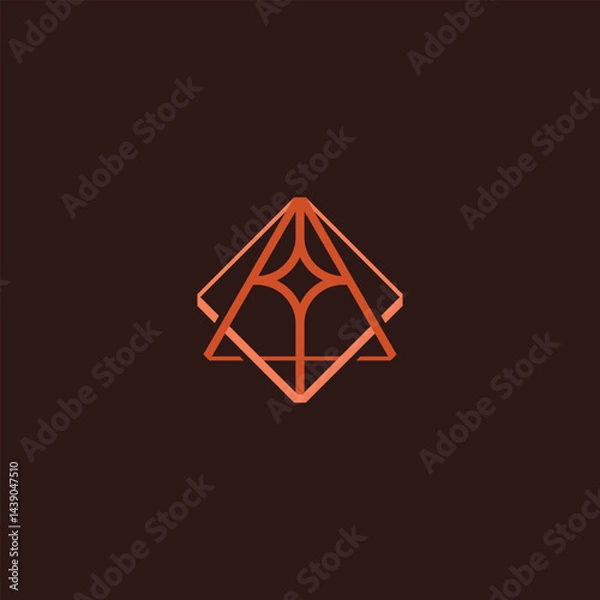 Fototapeta Luxurious jewelry logo design template. Diamond logo with abstract star geometric line model vector graphic design. Symbol, icon, creative.