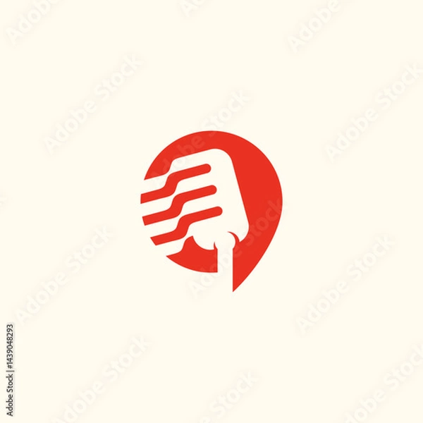 Fototapeta Microphone and dialog box vector logo. Logo for talk show, podcast, entertainment, music, and company.