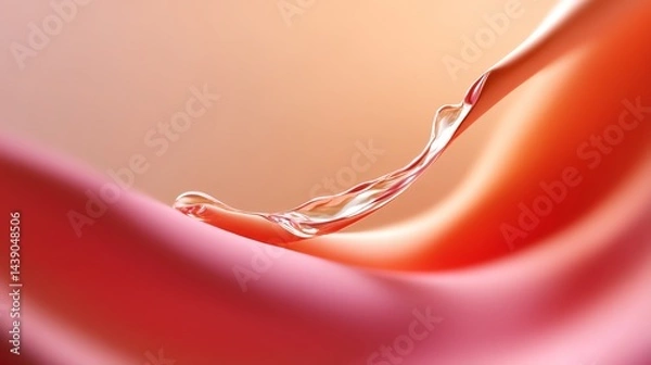 Fototapeta Elegant Red Fabric Curve with Light Reflections for Design Backdrop