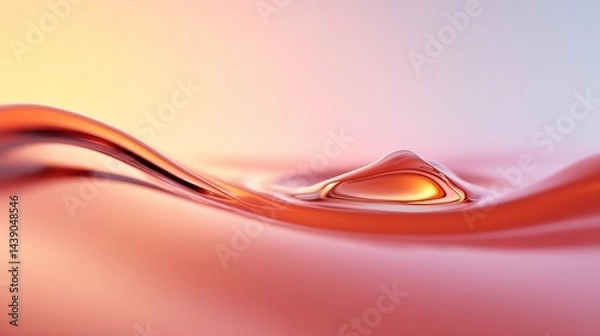 Fototapeta Abstract Liquid Surface Waving with Soft Light and Warm Orange Color