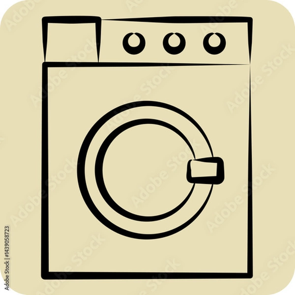 Fototapeta Icon Washing Machine. related to Fabric symbol. hand drawn style. design editable