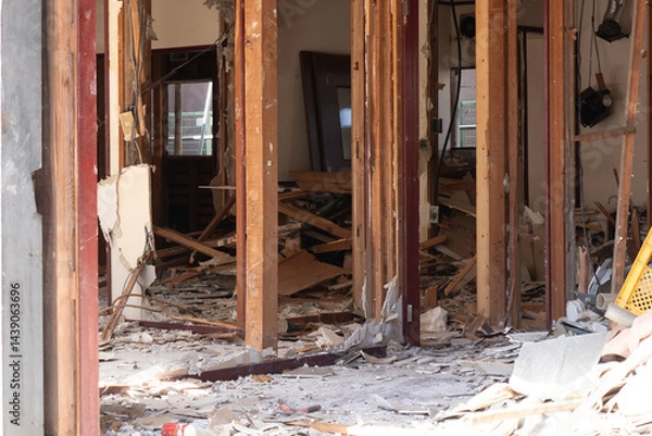 Fototapeta 解体される建物