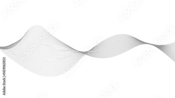 Fototapeta Wave with shadow. Abstract color lines on a white background. Line art. Colorful shiny wave with lines created using blend tool. 