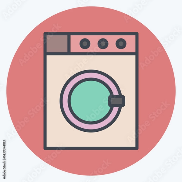 Fototapeta Icon Washing Machine. related to Fabric symbol. color mate style. design editable