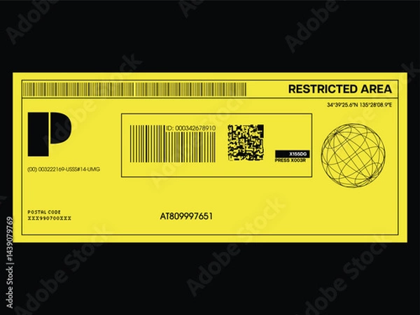 Fototapeta Label pack design. Vector graphic asset for streetwear design. Retro futuristic element in Y2K for apparel, clothing and poster design