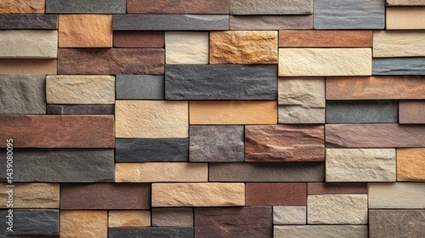 Fototapeta Multi-toned stone wall tiles