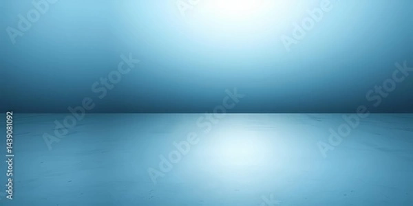 Obraz Reflective steel surface, silver-blue grey, horizon background, polished, image