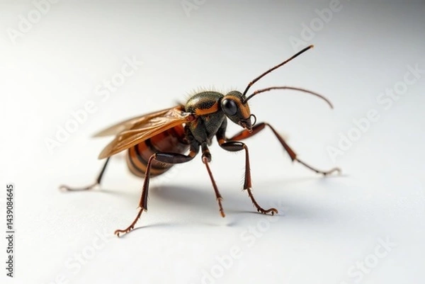 Fototapeta Close-up of single insect on pure white background, wildlife, detail, bright
