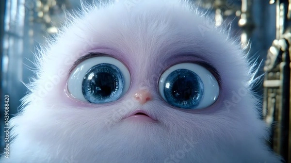 Fototapeta Adorable fluffy creature fantasy realm animation whimsical setting close-up cuteness concept