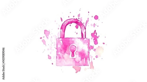 Fototapeta Unlocking creativity artistic pink lock illustration digital art abstract environment vibrant viewpoint