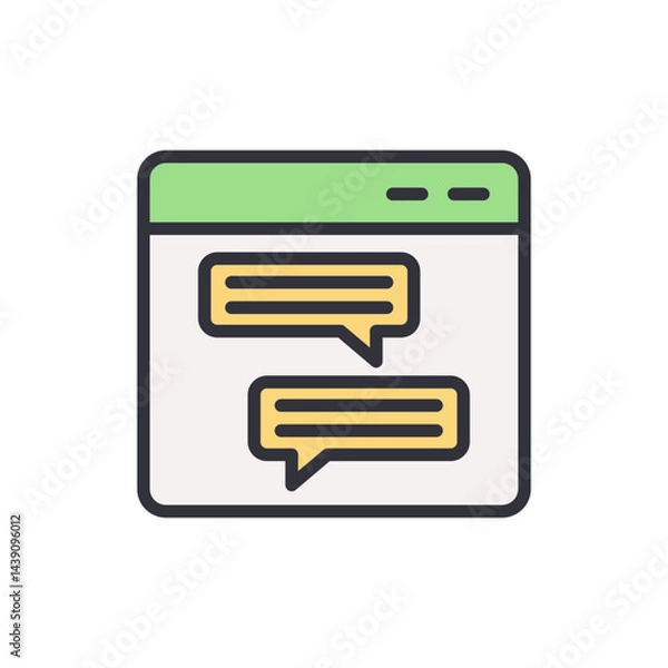 Fototapeta Chat software colored icons, minimalist vector illustration ,simple transparent graphic element .Isolated on white background