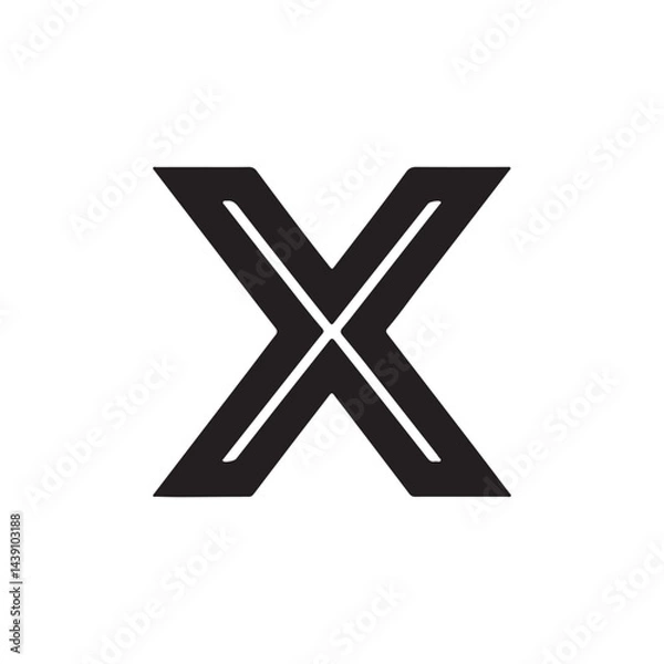Obraz Bold Stylized X Icon with Inline Cuts