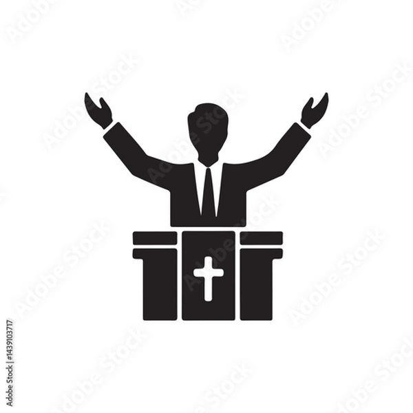 Fototapeta Preacher at Pulpit with Raised Hands Icon