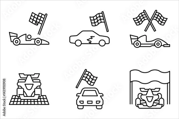 Fototapeta racing linear icon set. Highest class auto racing. finish vector illustration on white background