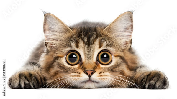 Fototapeta A cat with its eyes open and looking at the camera