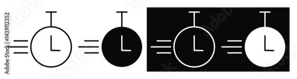 Fototapeta Fast Time Icon, Stopwatch with Speed Lines. vector illustration