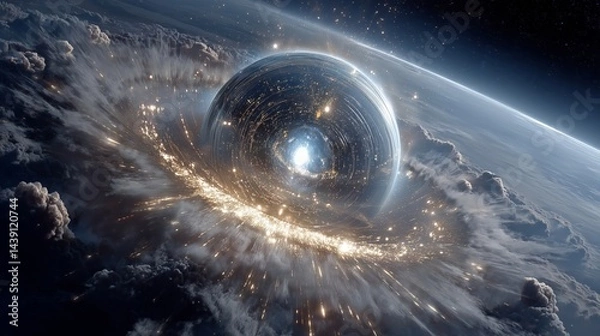 Fototapeta Cosmic Black Hole Swirling in Space
