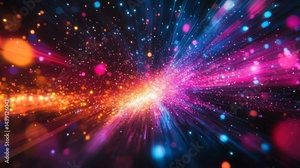 Fototapeta Vibrant Abstract Background with Colorful Lights and Glowing Particles