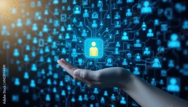 Fototapeta hand pushing a button on a touch screen interface