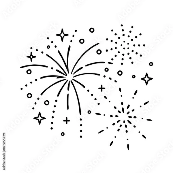 Fototapeta festive fireworks display icon, festive fireworks display line art - simple line art of festive fireworks display, perfect for festive fireworks display logos and icons